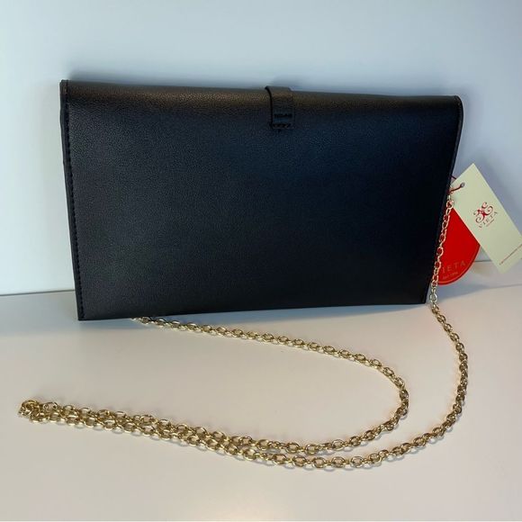 NWT VIETA ELLIANA BLACK FOLD-OVER CLUTCH - Picture 8 of 11